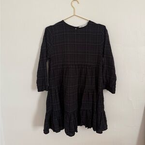 Plaid cotton babydoll dress